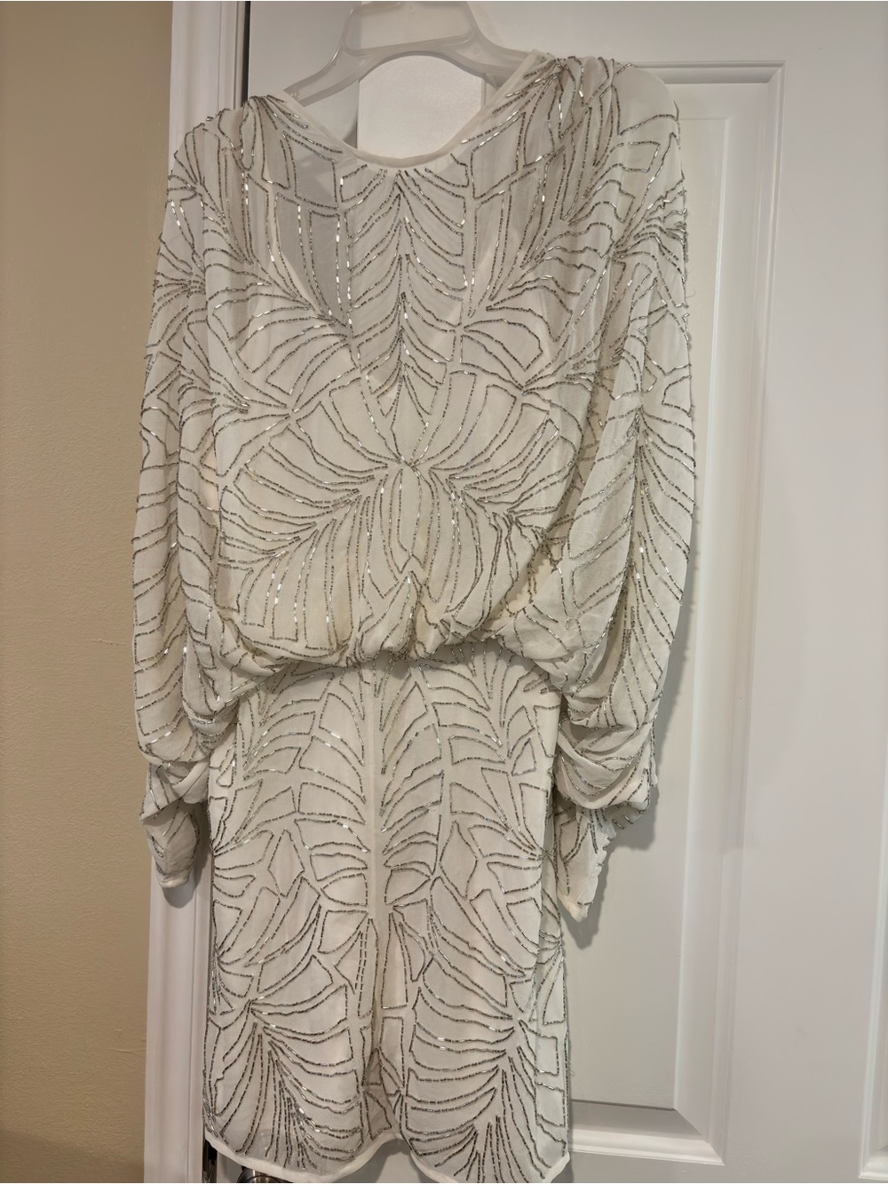 ASOS Ivory Mini Dress with Silver Sequin Pattern